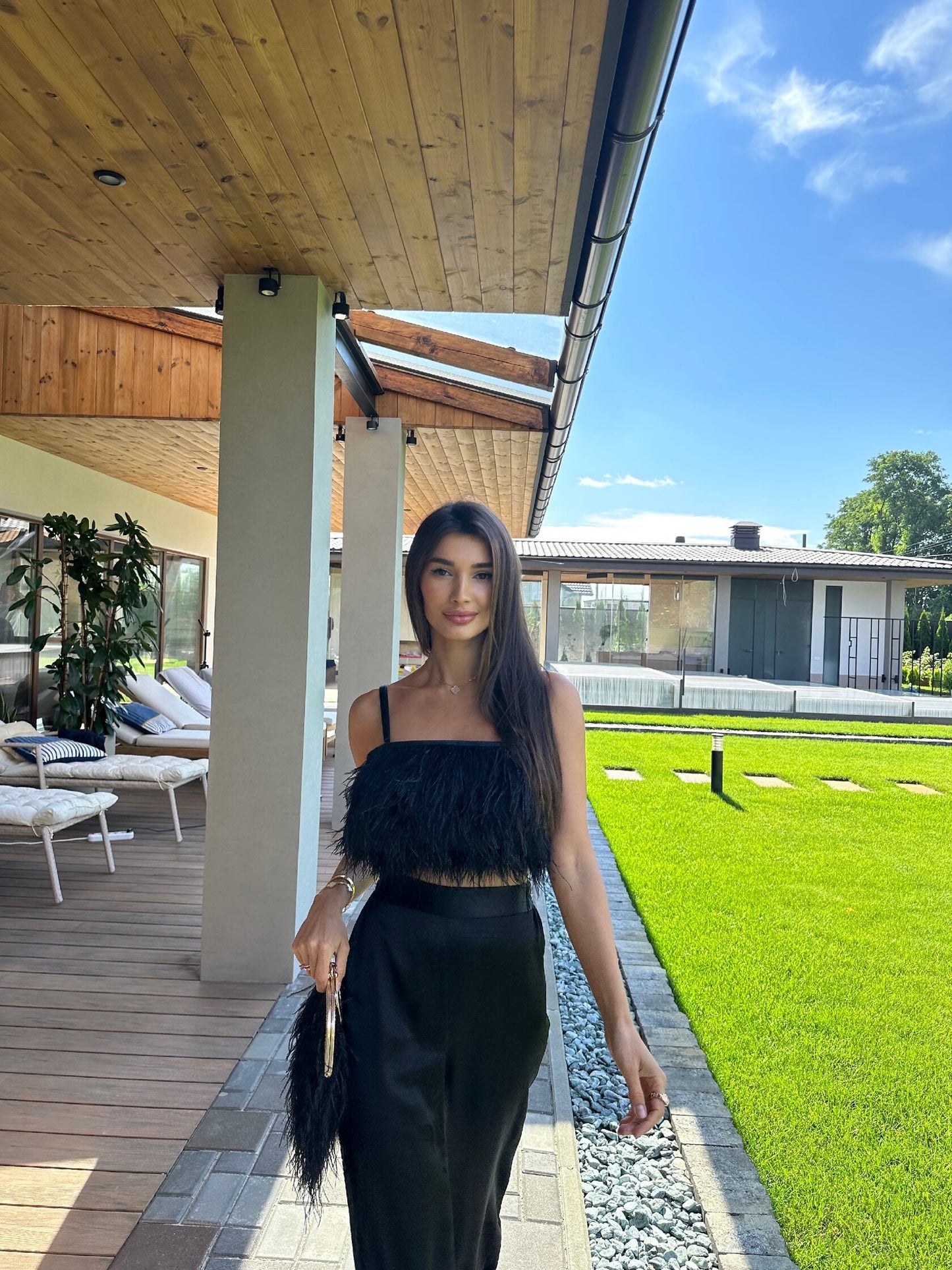 Feather satin-lined top