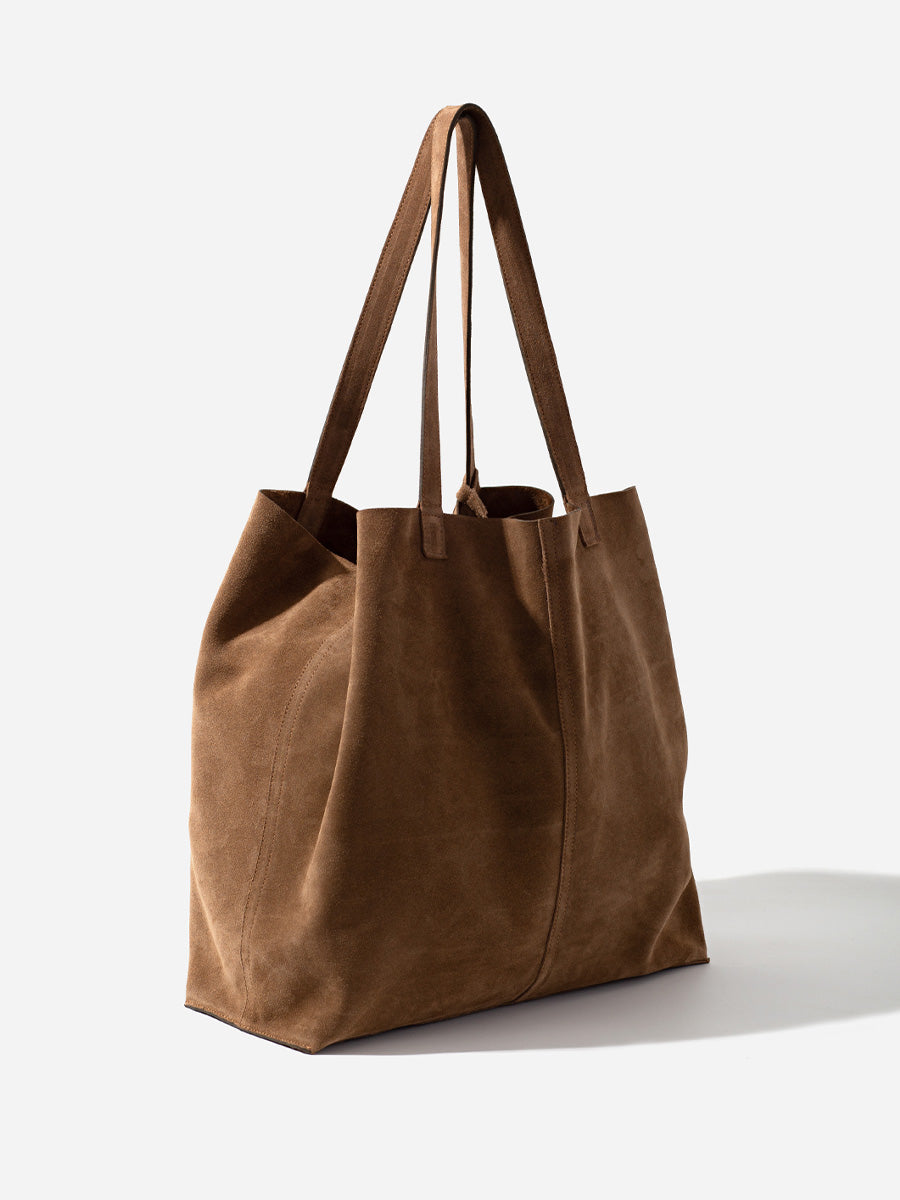 Brown suede shopper bag