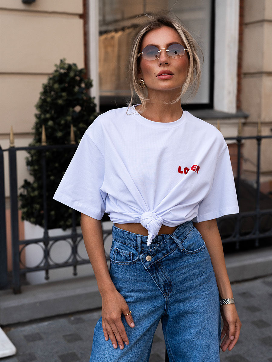 White t-shirt with lover print