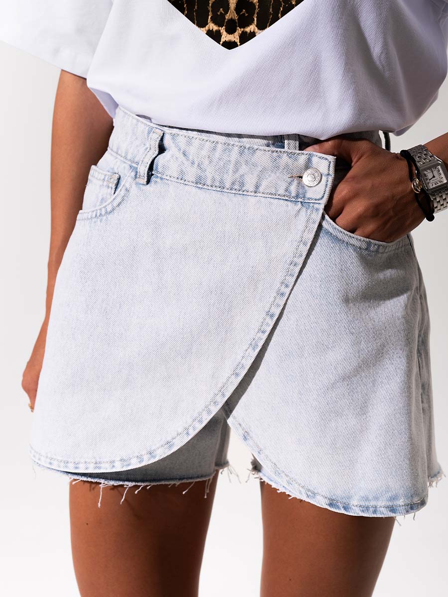 Skirt-shorts of light blue color