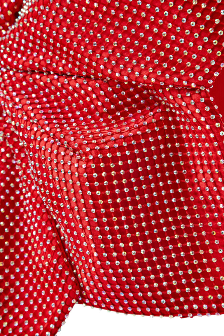 Red mesh top with crystals