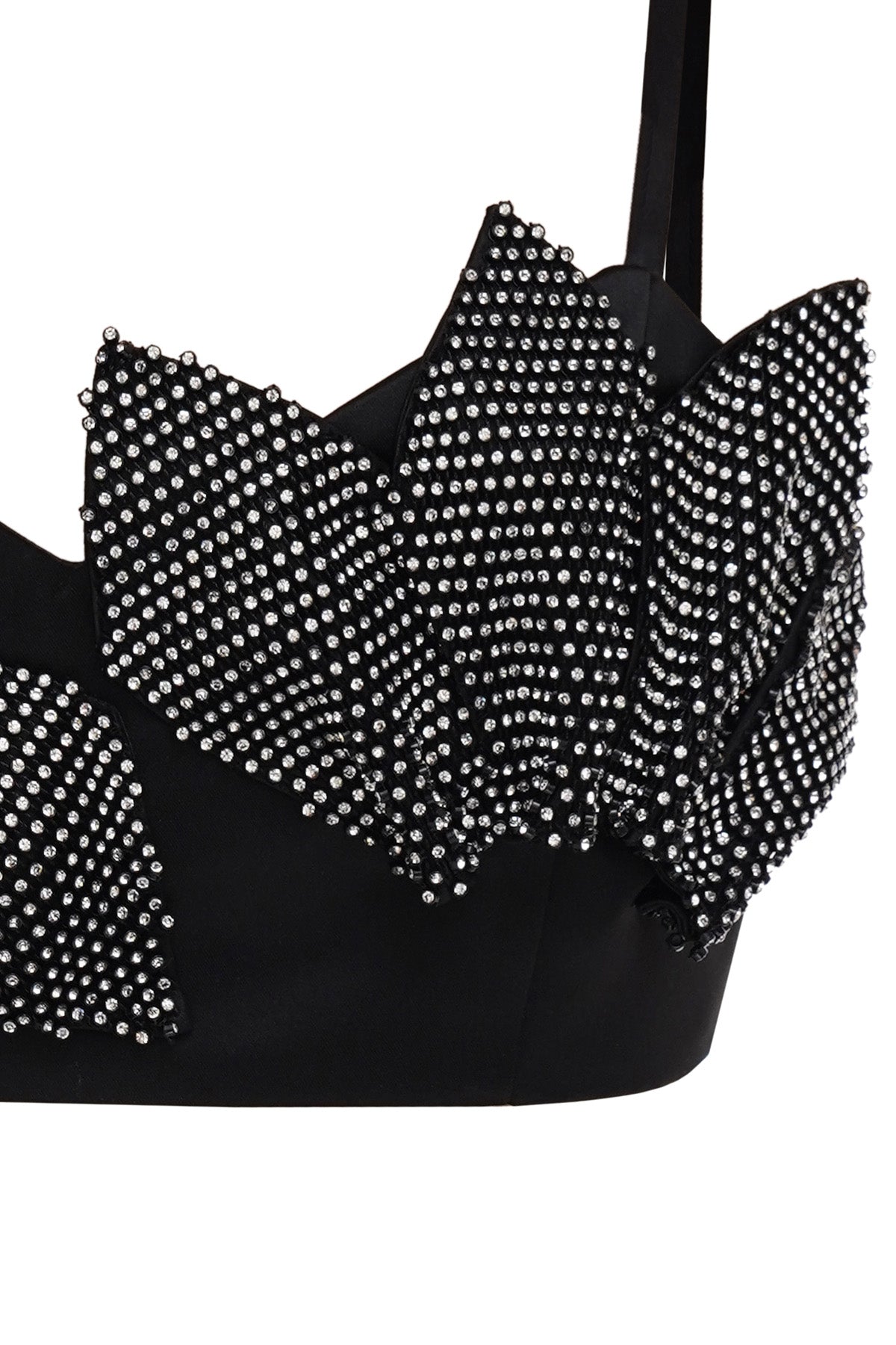 Black crystal handmade top
