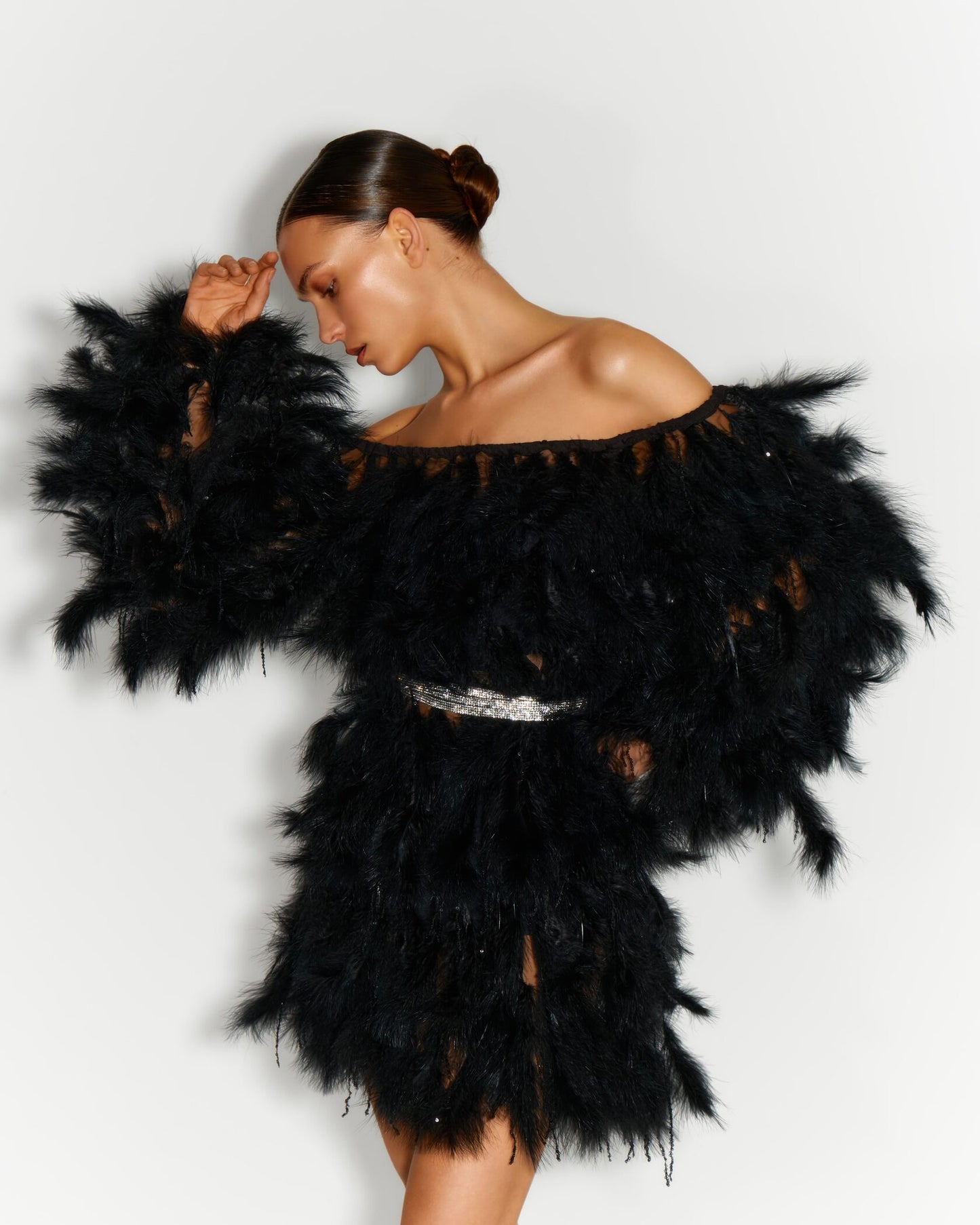 Feather mesh dress