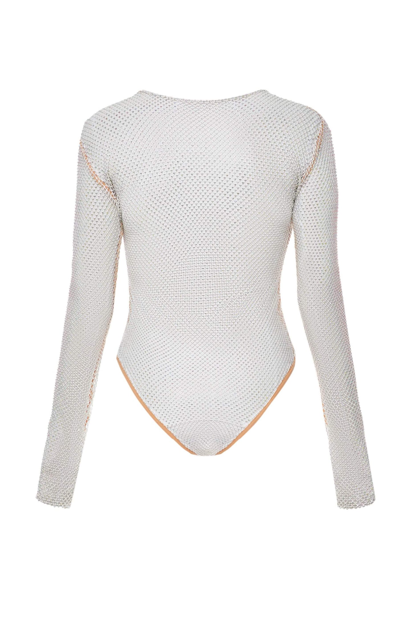 White Mesh Bodysuit in Stones