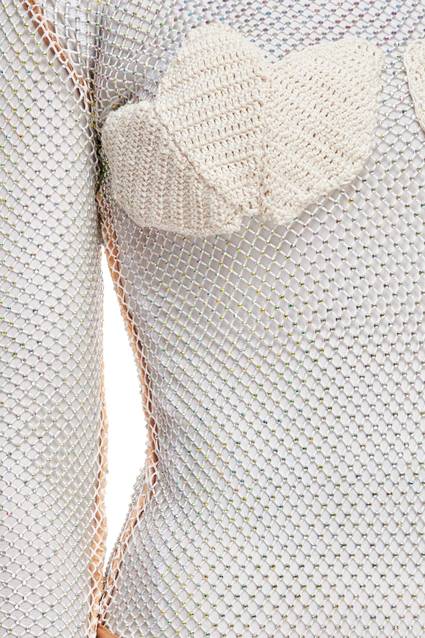 White Mesh Bodysuit in Stones