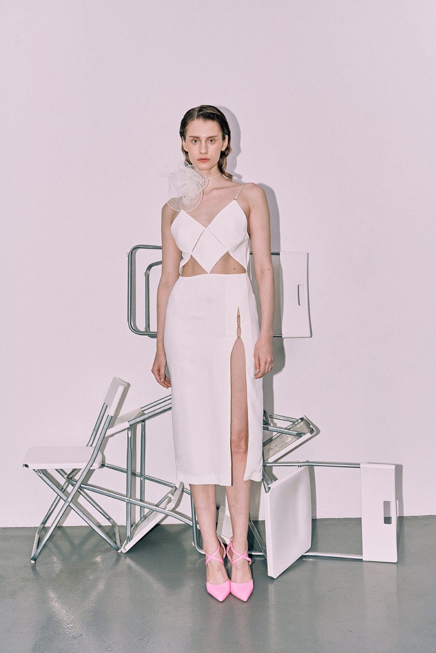 Rhombus white dress