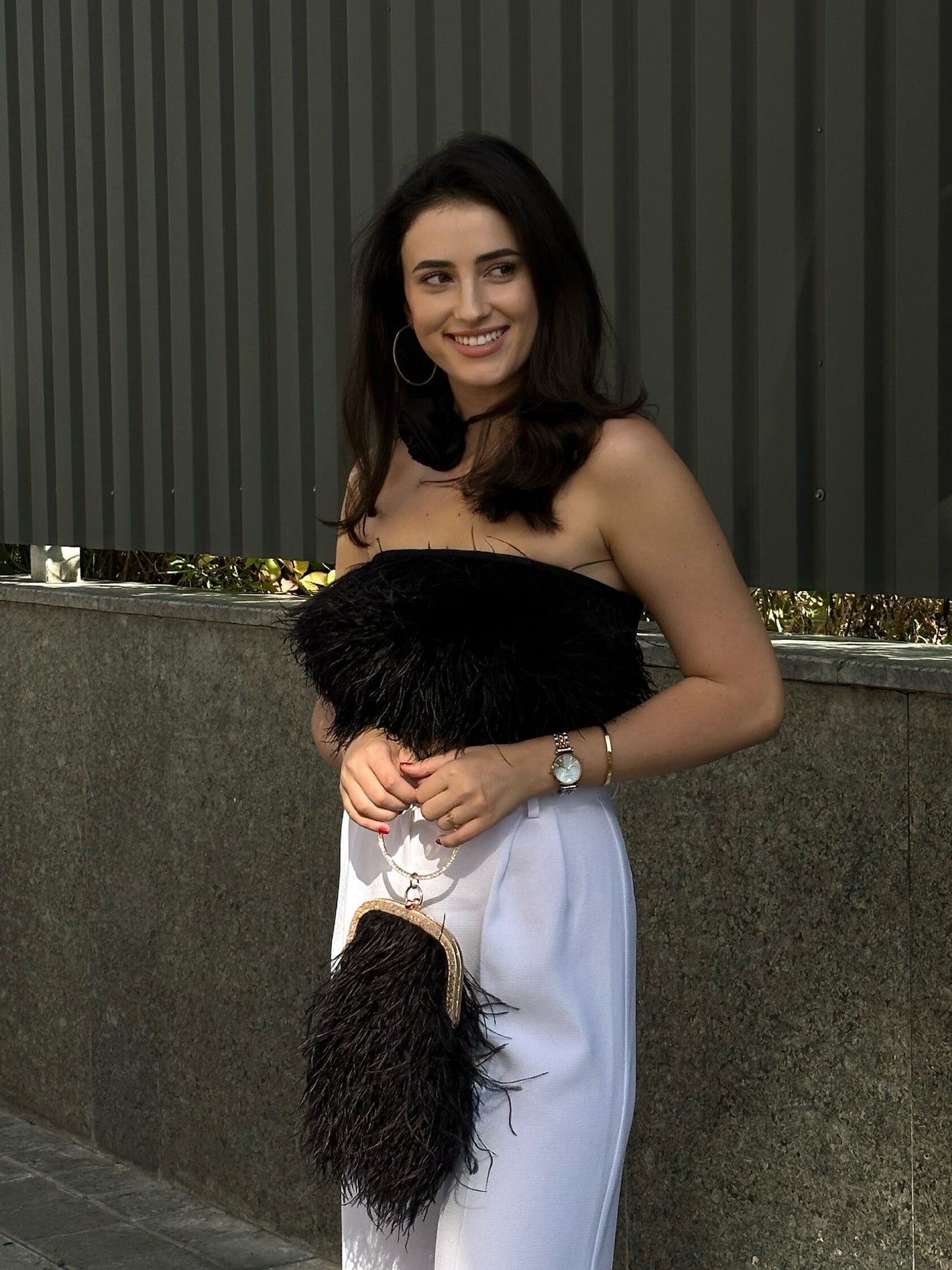 Feather satin-lined top