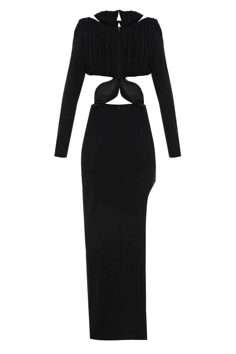 Black maxi dress with cutouts