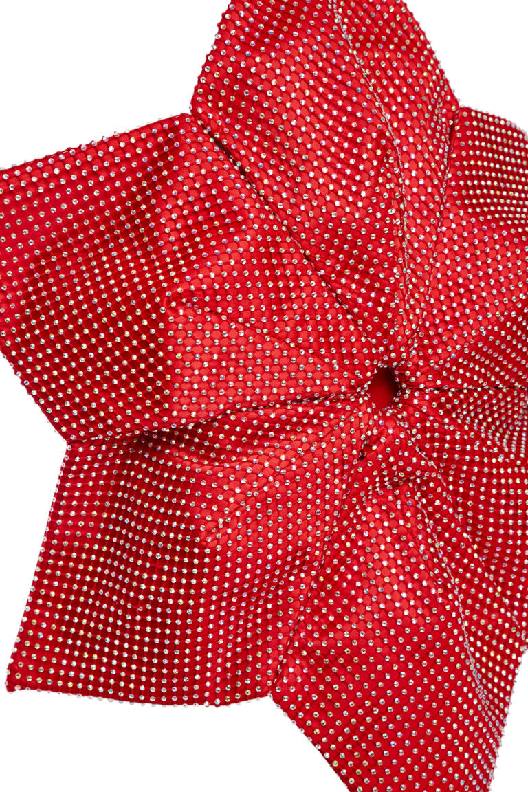 Red mesh top with crystals