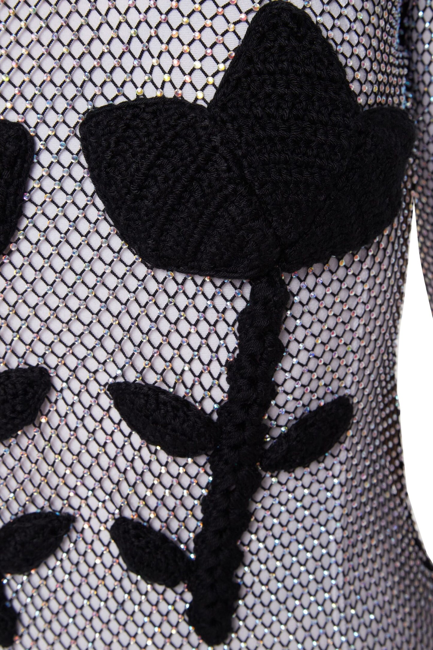 Black mesh bodysuit in stones