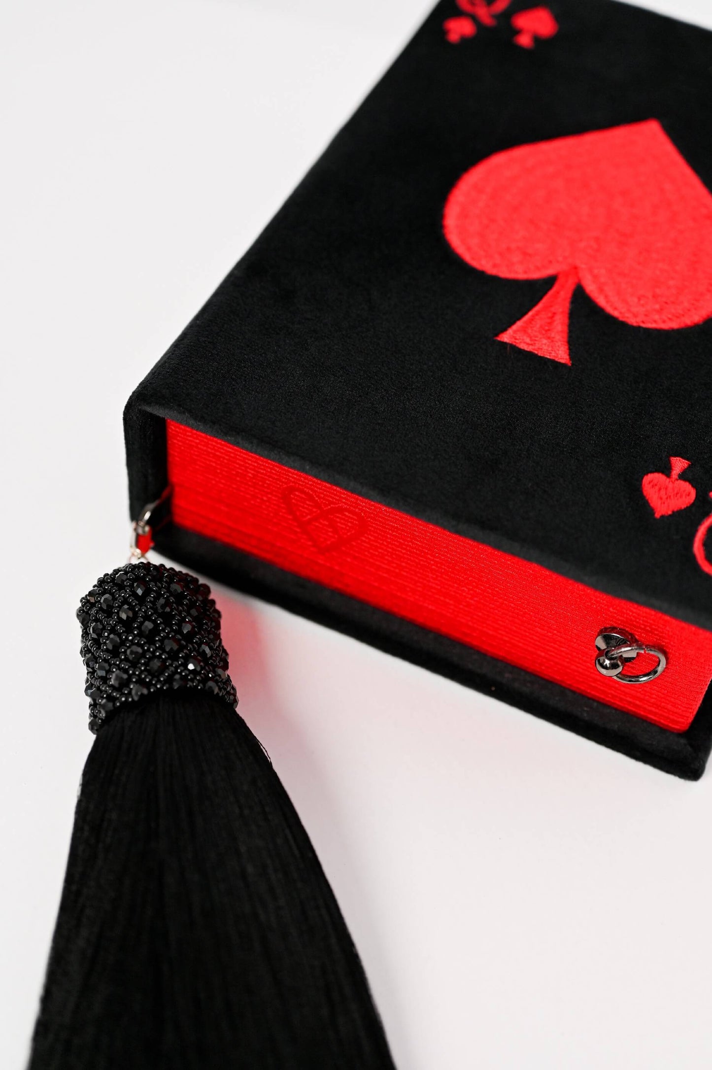 Embroidered clutch Queen of spades