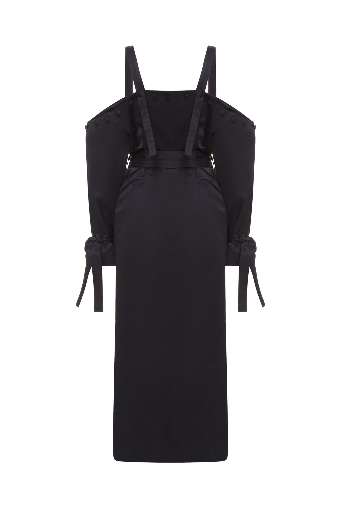 Front-slit trench coat with detachable top