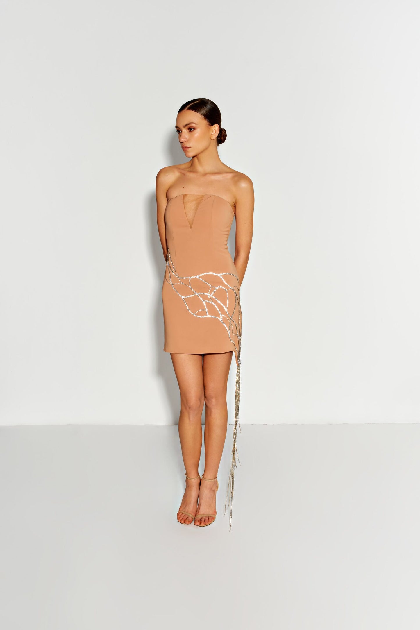 Dress with handmade crystal decor