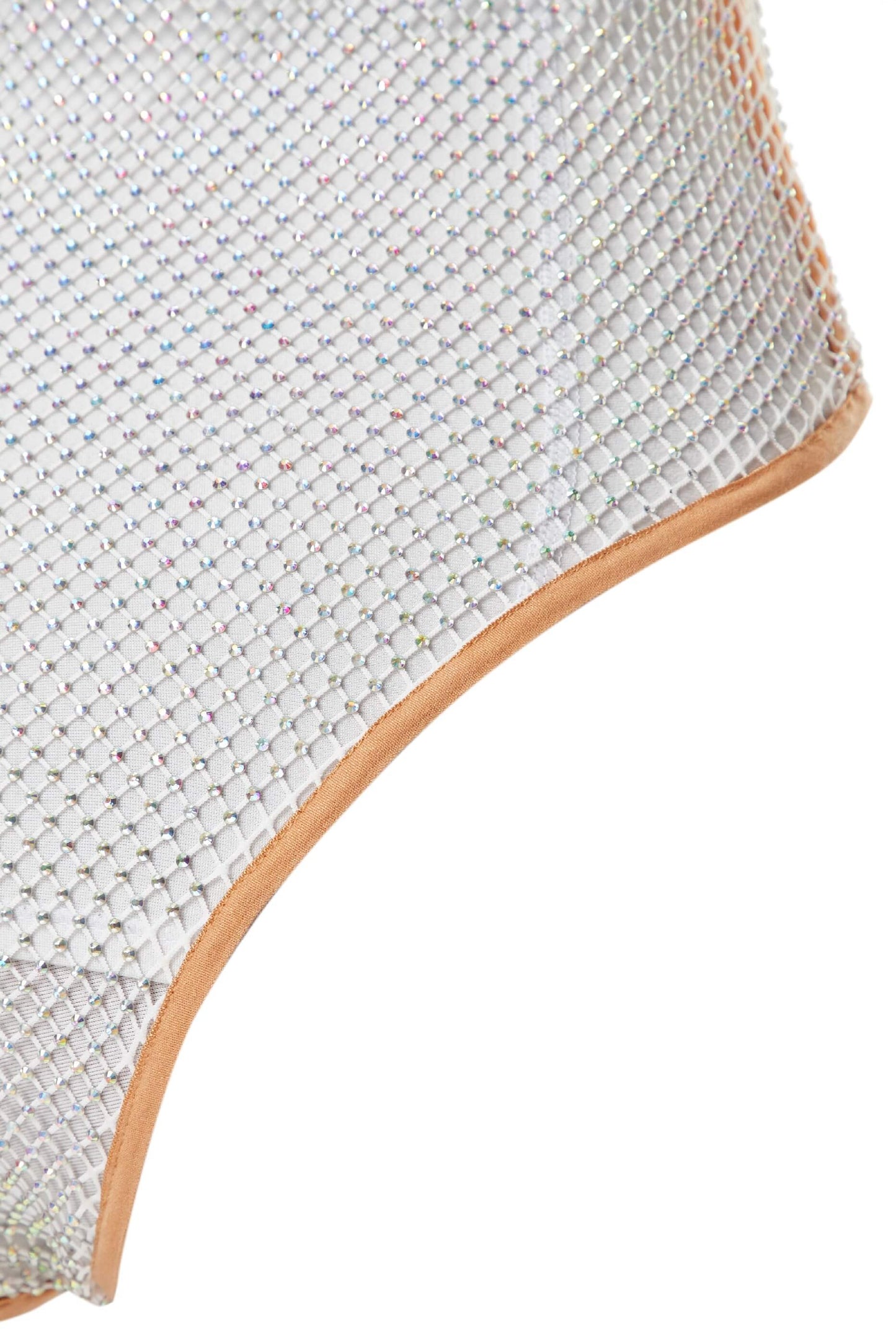 White Mesh Bodysuit in Stones