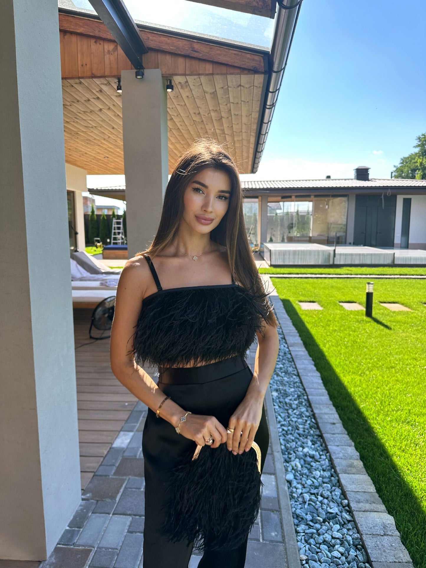 Feather satin-lined top