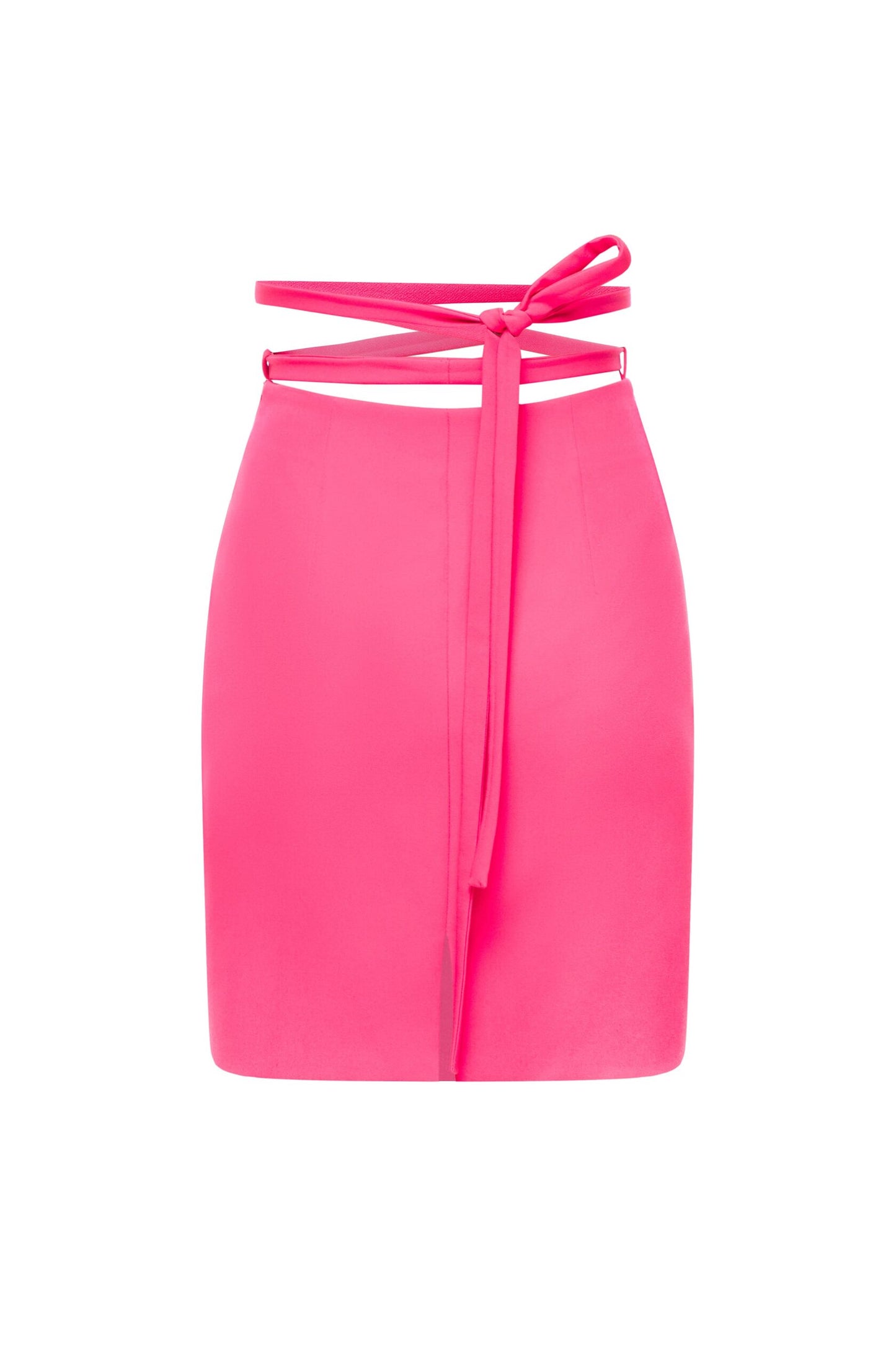 Cut-out waist mini skirt with belted
