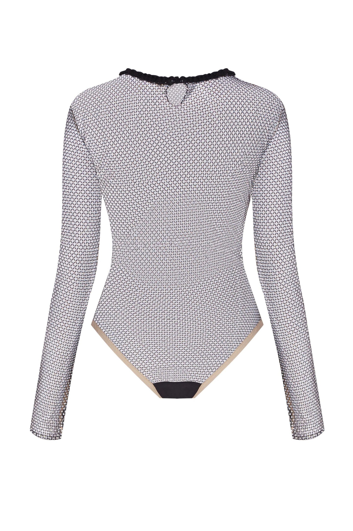 Black mesh bodysuit in stones
