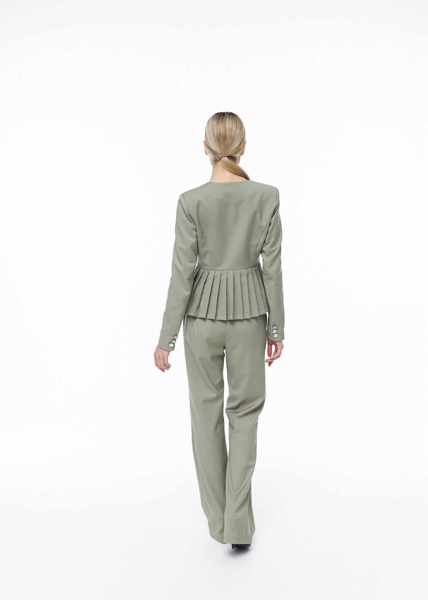 Pleated Beige Suit