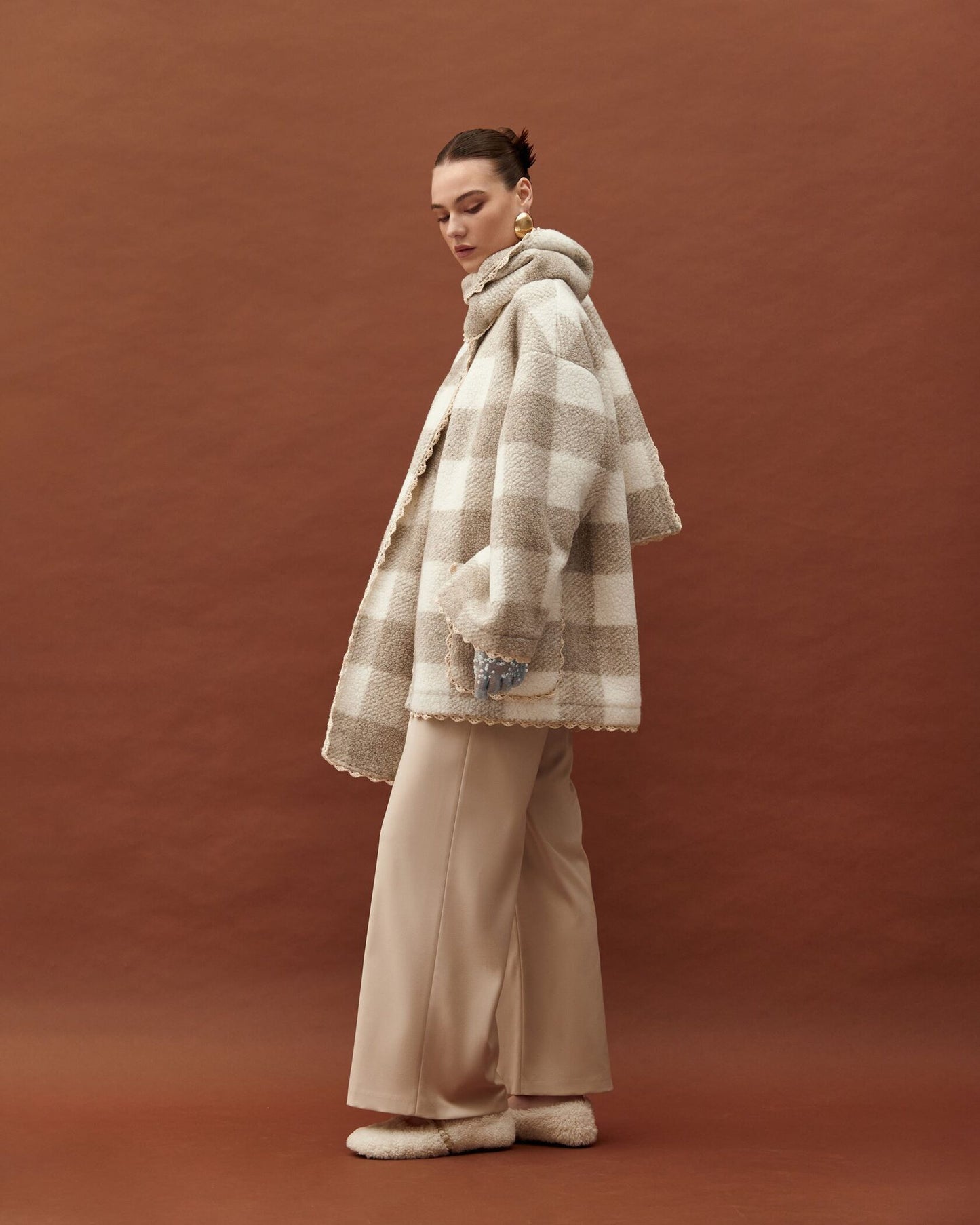 Coat in plaid print