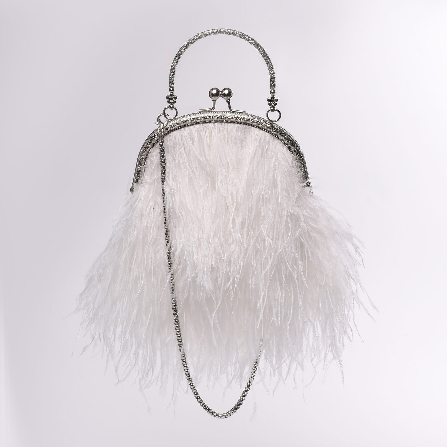 White bag with a flower decorated handle