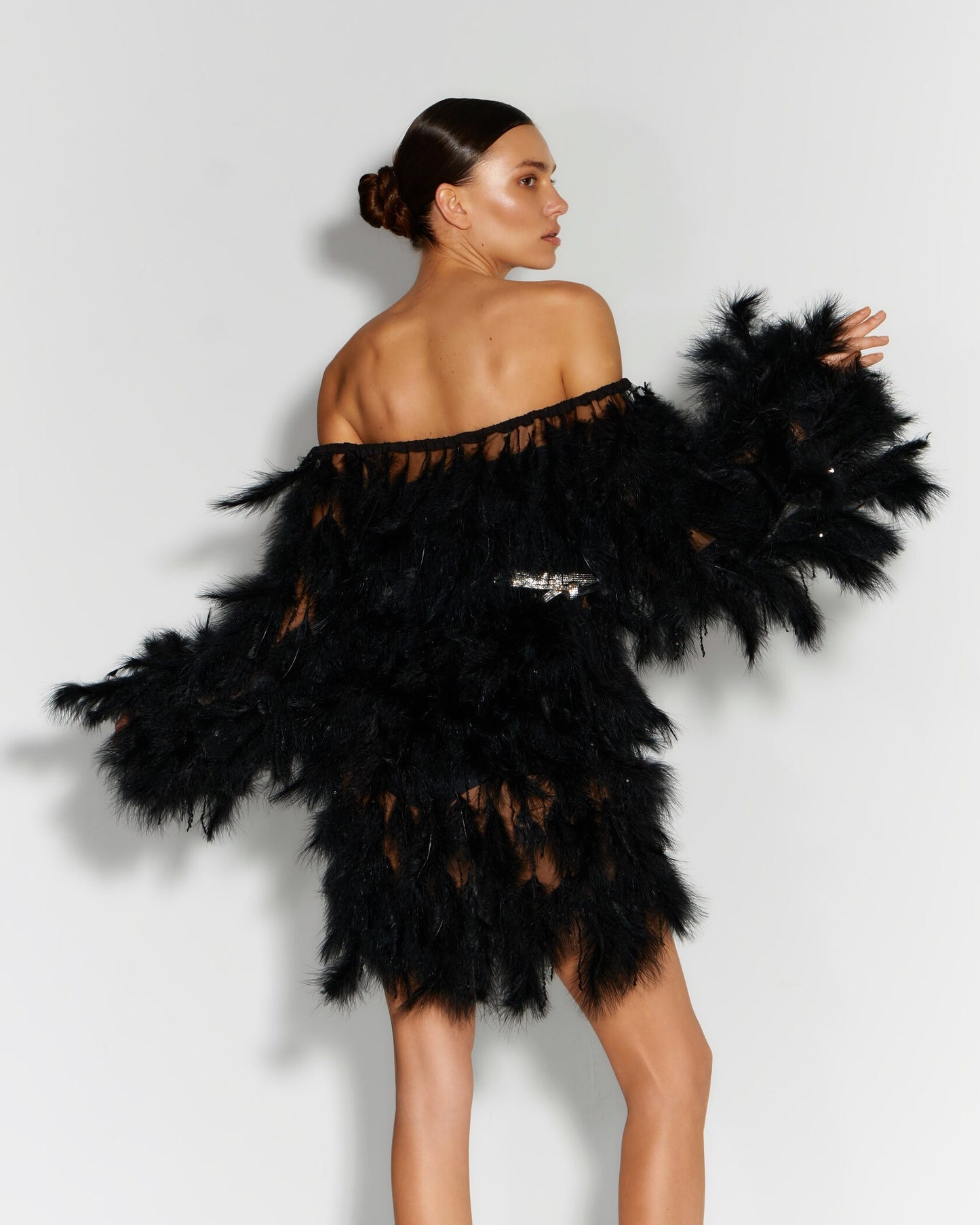 Feather mesh dress