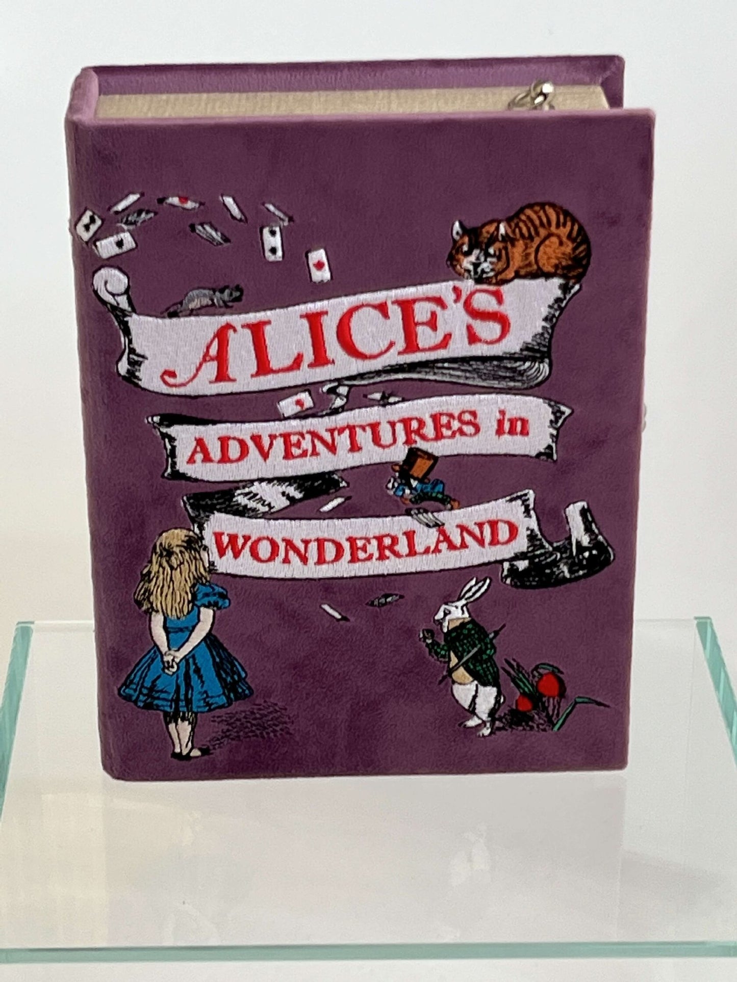 Embroidered clutch book 'Alice in wonderland'