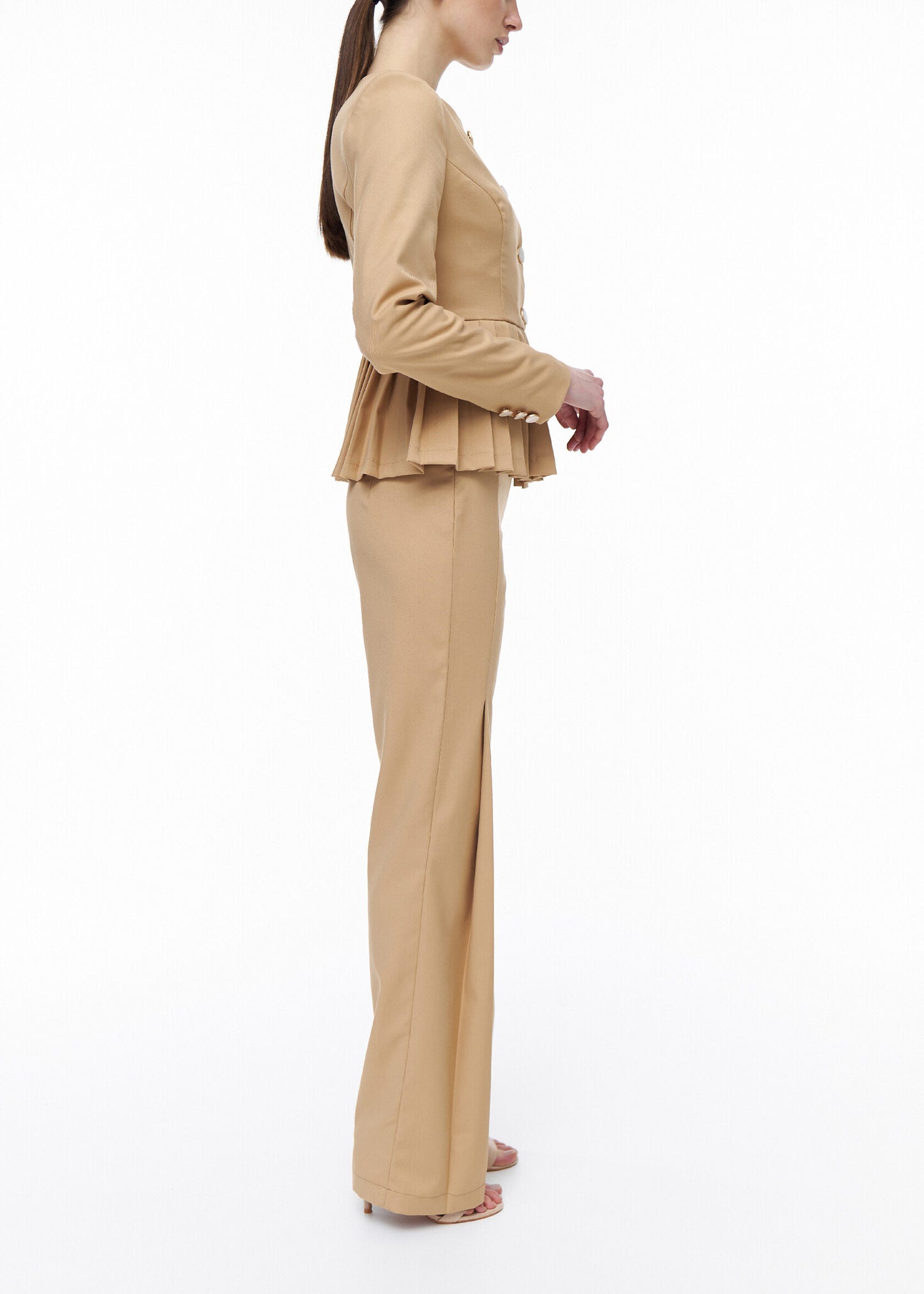 Pleated Beige Suit