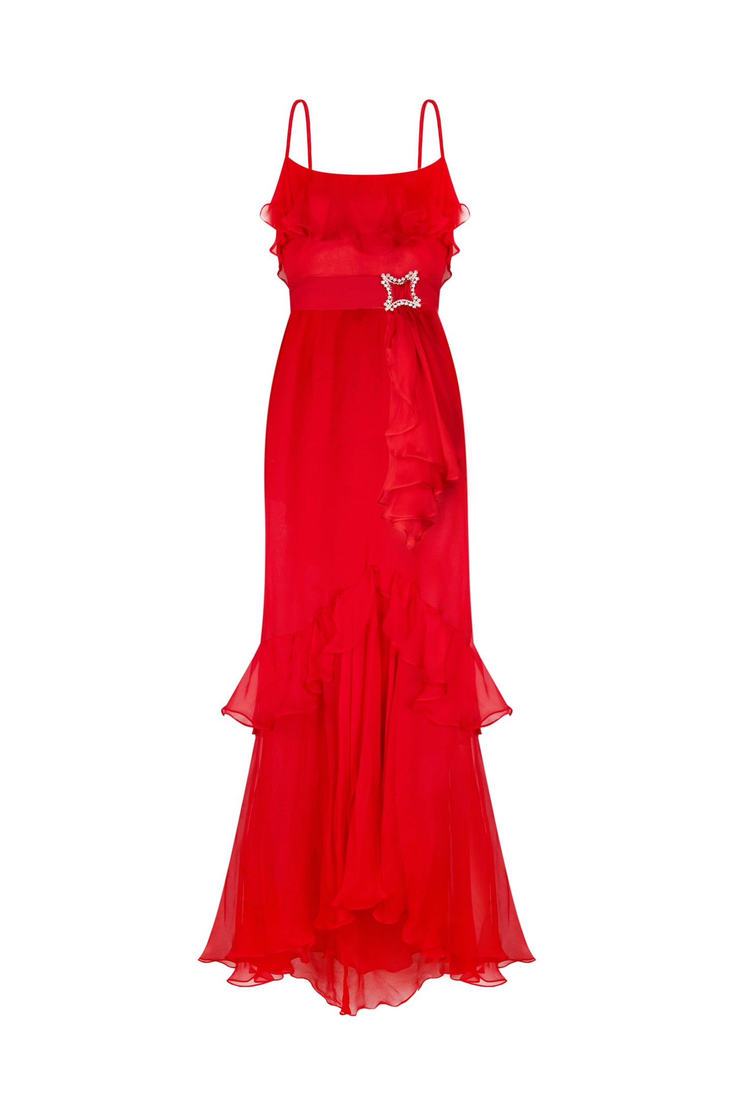 Red chiffon dress
