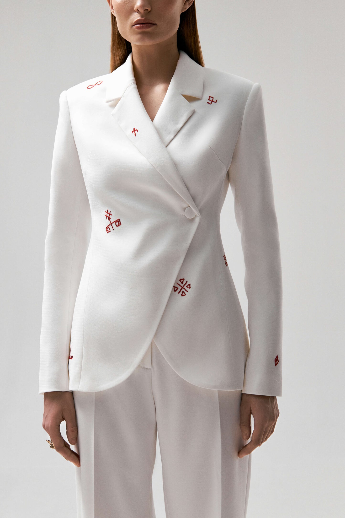 Asymmetrical embroidered jacket