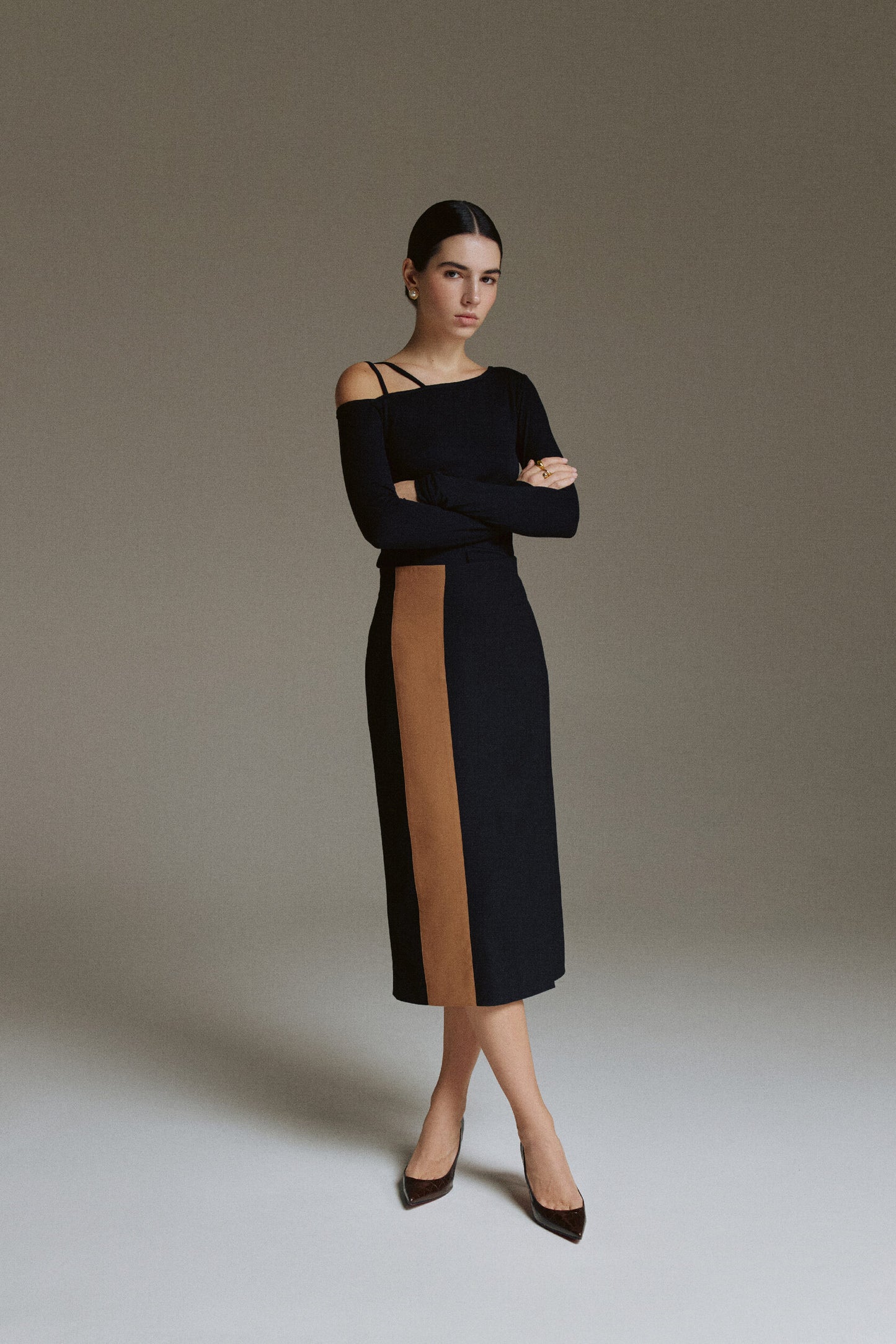 Black Umber Midi Skirt