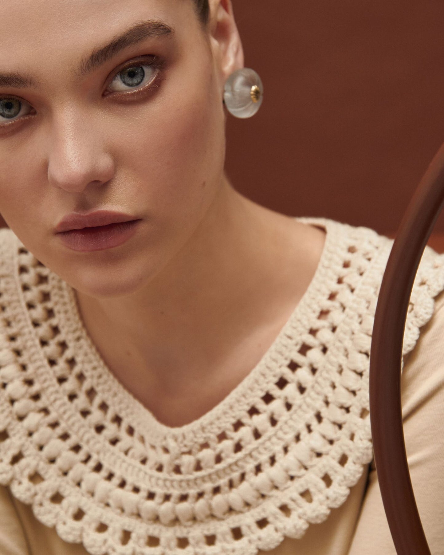 Knitted bodysuit in champagne color