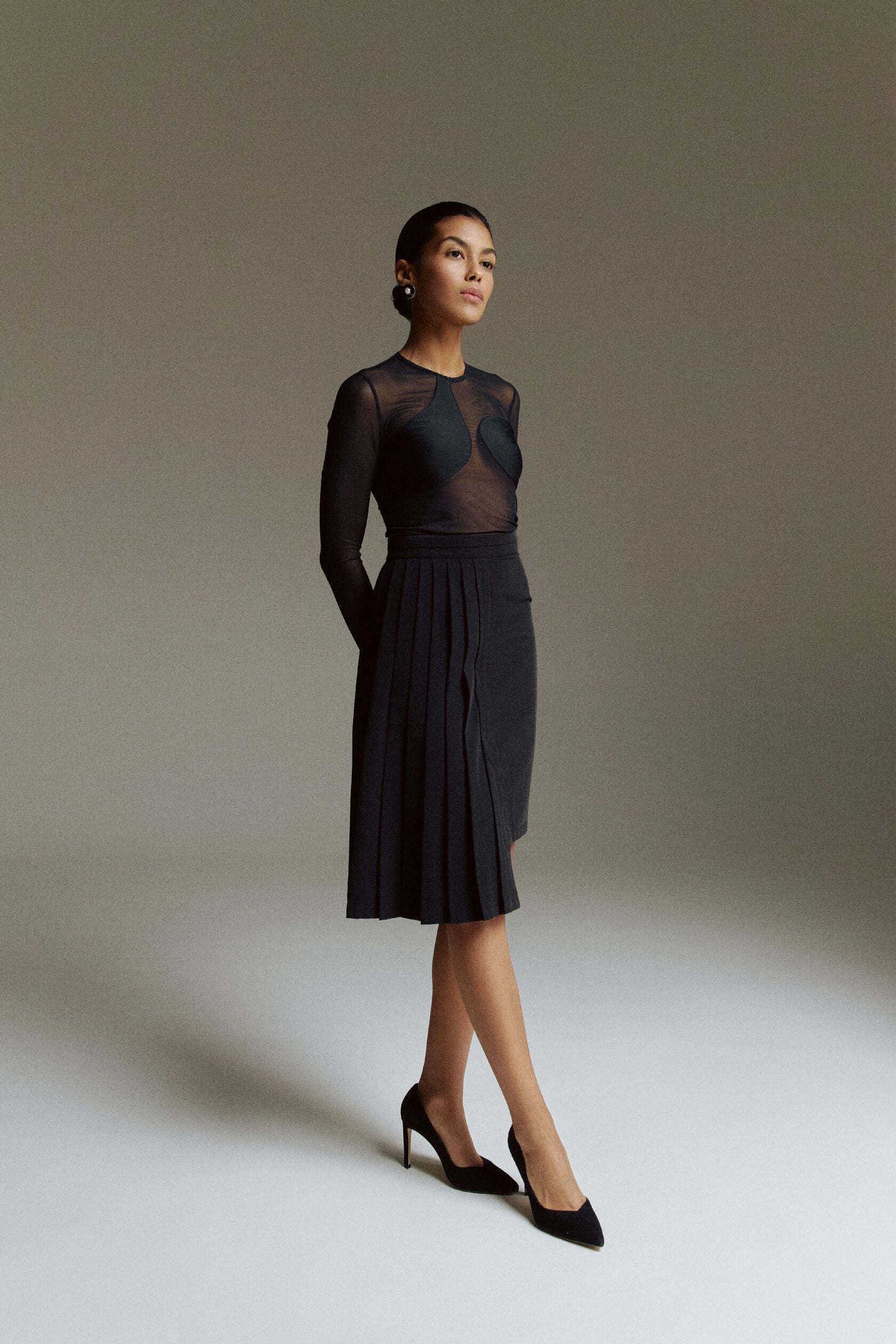 Asymmetric Pleated Skirt