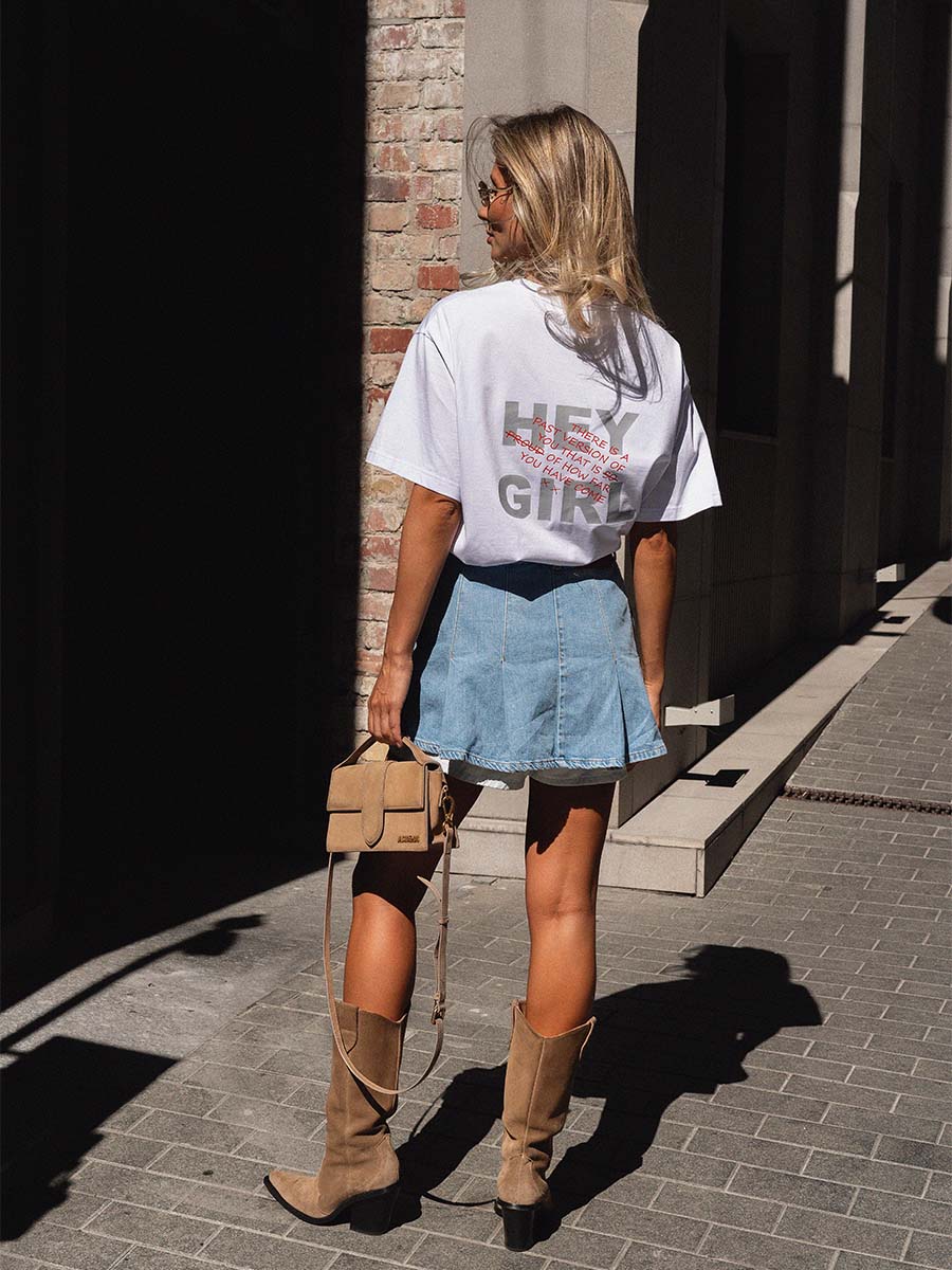 Blue denim mini skirt-shorts