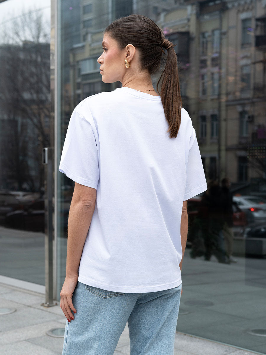 White oversize t-shirt with Kohai print
