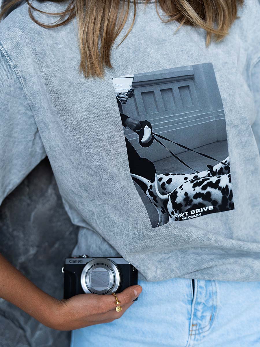 T-shirt boiled gray color with Dalmatian print