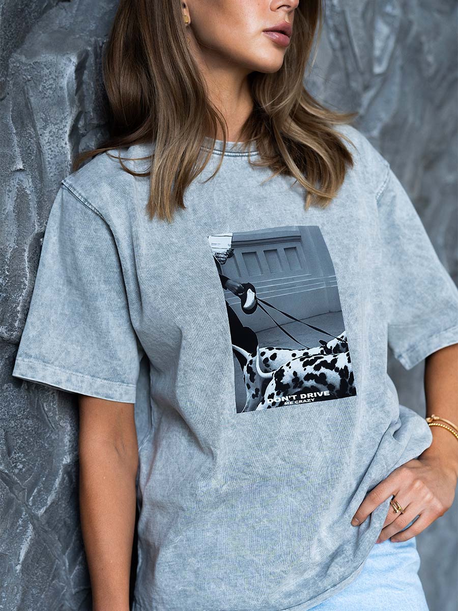 T-shirt boiled gray color with Dalmatian print