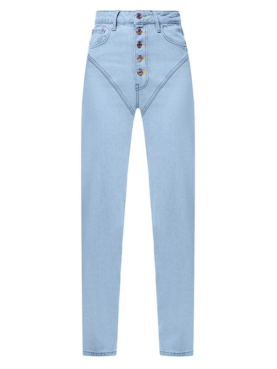 Jeans with extensions of light blue color