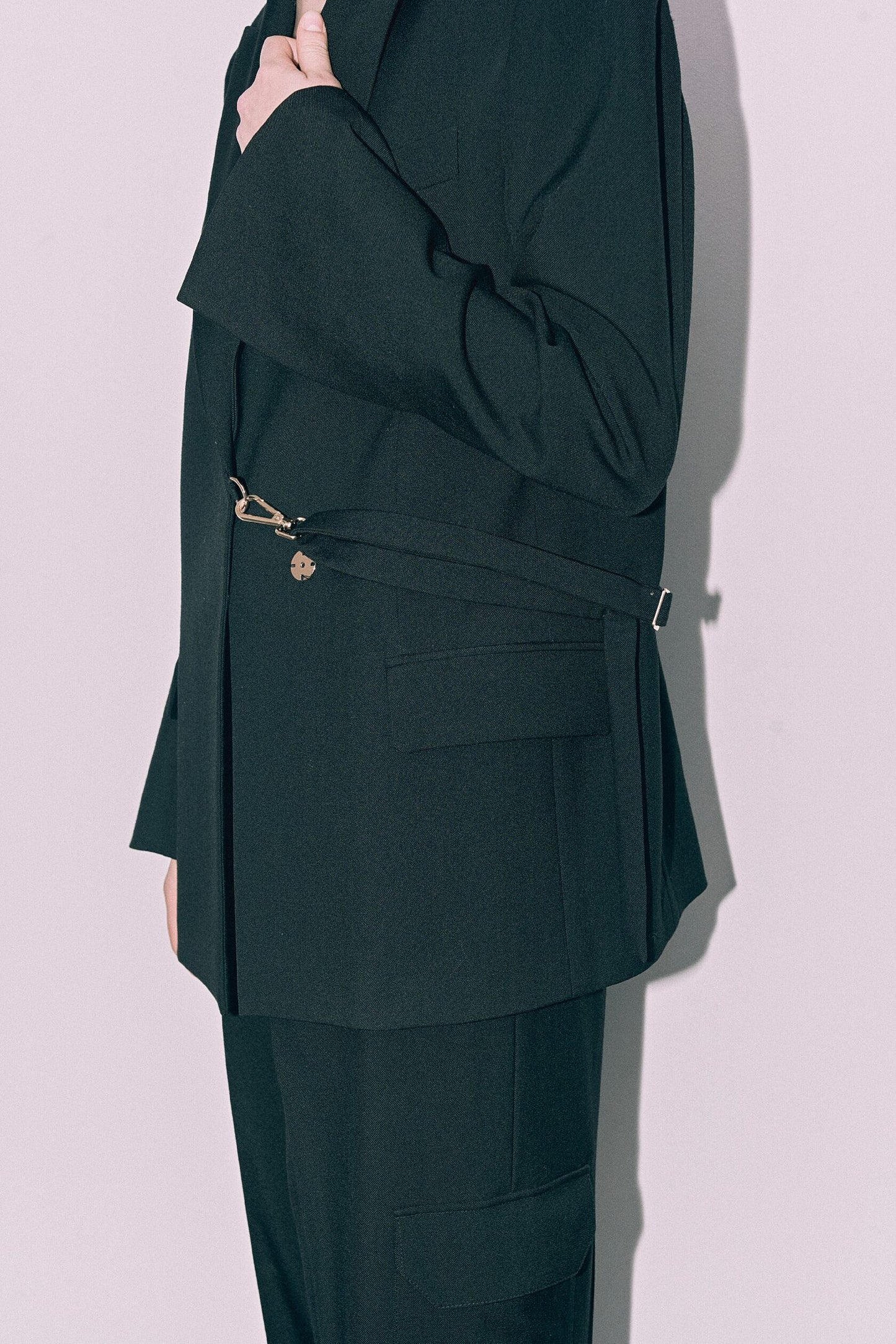 Black tailored blazer with carbines