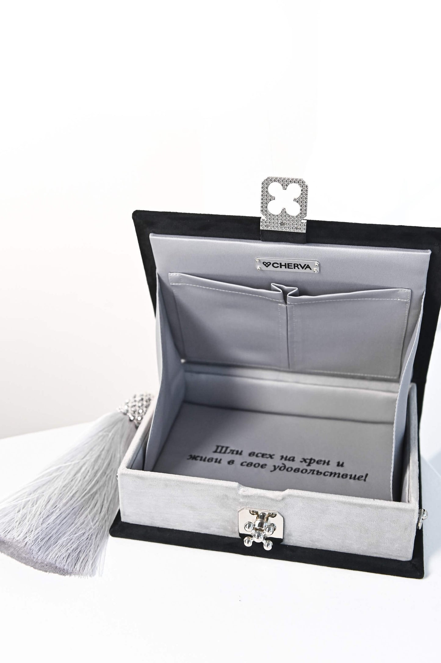Embroidered clutch Veni Vidi Vici