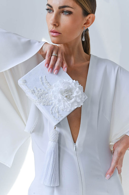 Embroidered wedding clutch
