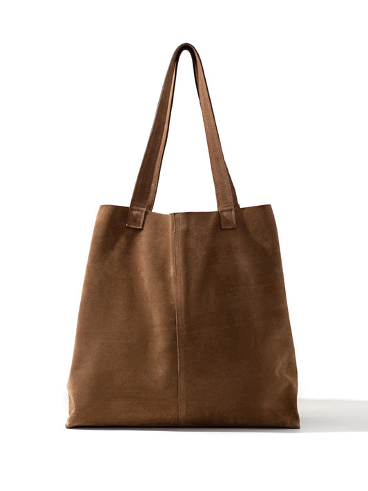 Brown suede shopper bag