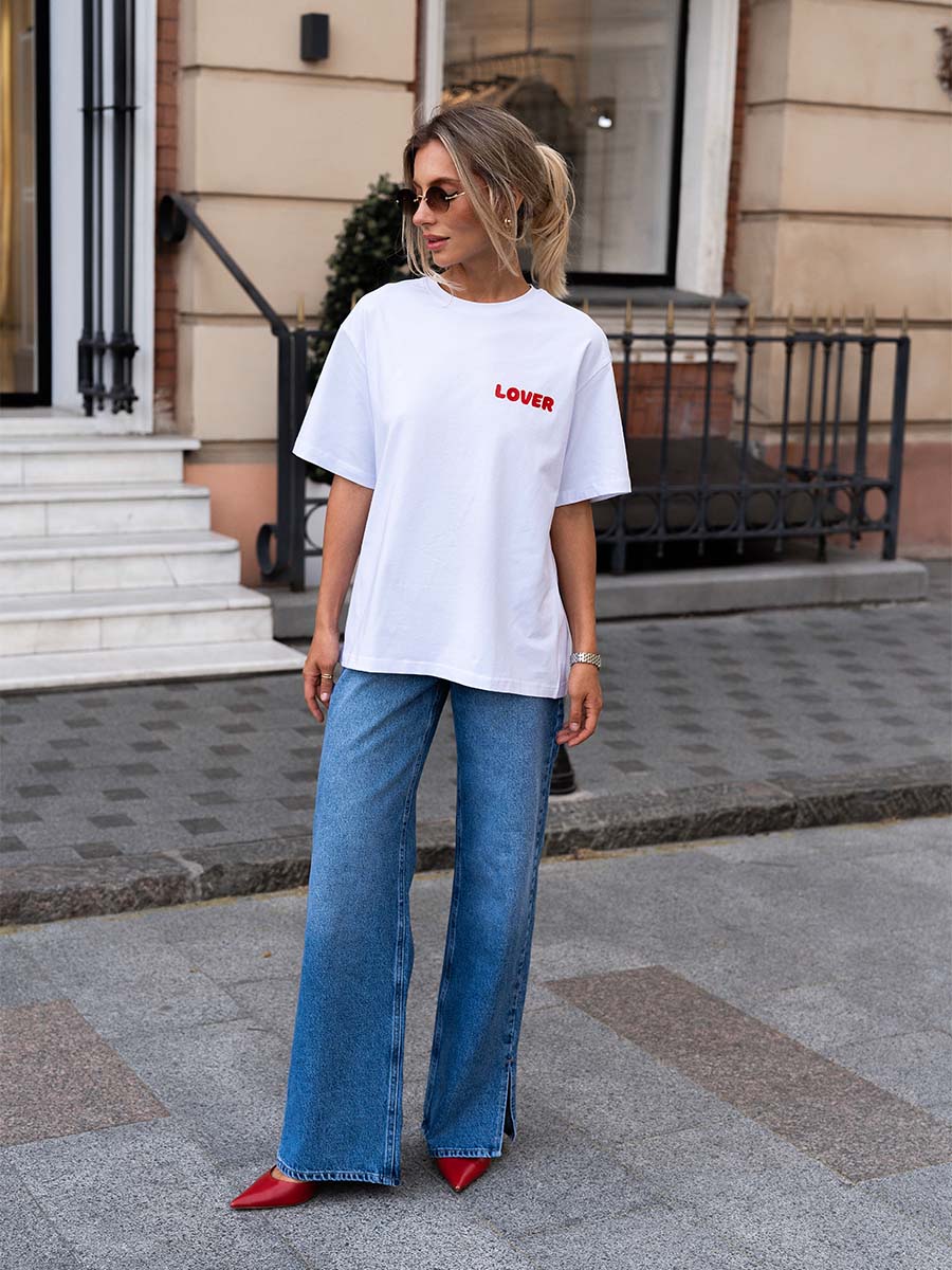 White t-shirt with lover print