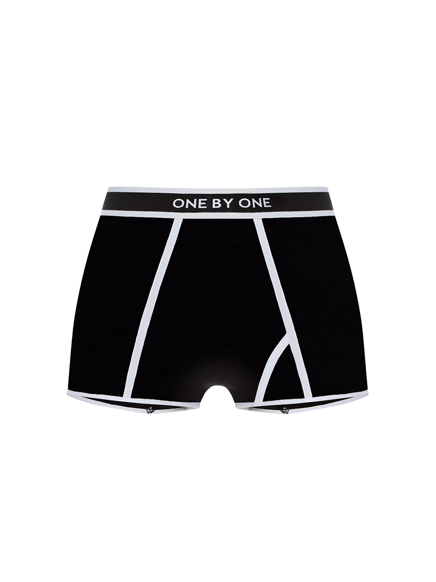 Black shorts with a branded elastic band