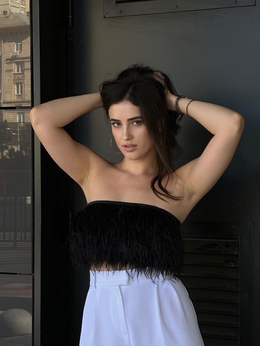 Feather satin-lined top