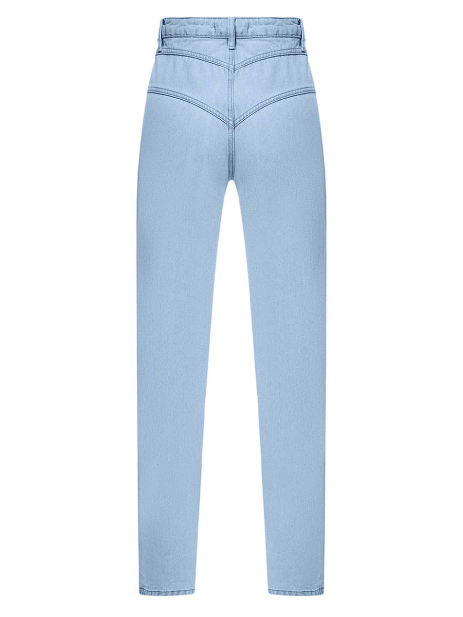 Jeans with extensions of light blue color