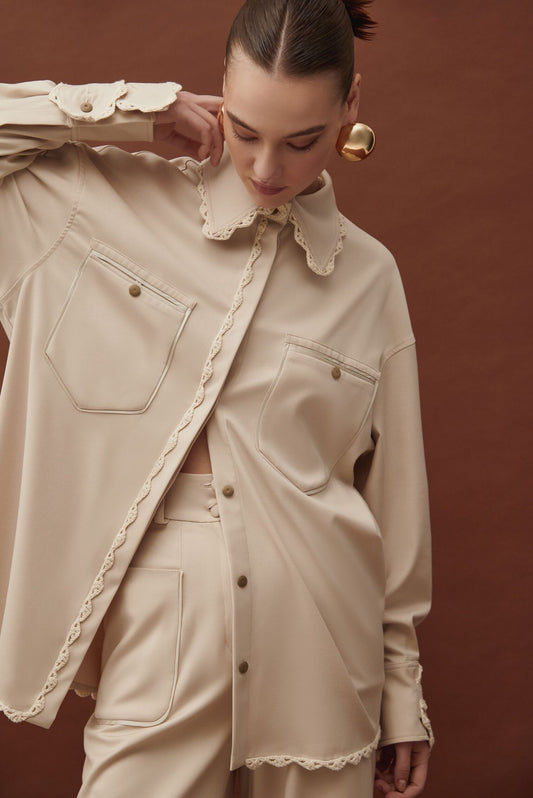 Macrame shirt in nude pink