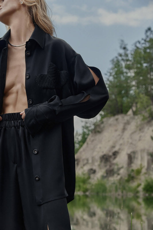 Macrame Shirt in Black