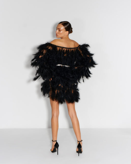 Feather mesh dress