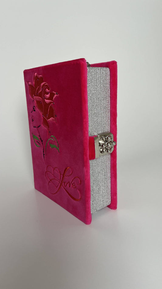 Embroidered clutch Love