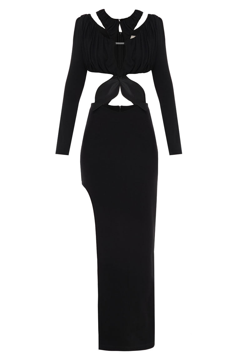 Black maxi dress with cutouts